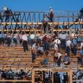 An Amish barn raising in Holmes County, Ohio