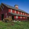 This multi-bay barn at Slate Run Historical Farm was built by Samuel Oman in 1881 and has been restored by Amish carpenters.