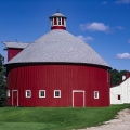 A round barn with an ornate cupola in Winona County, Minnesota