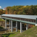 The Smolen-Gulf bridge over the Ashtabula River in northeast Ohio is the longest covered bridge in the U.S. Opened in 2008, the 613-foot-long bridge is designed to carry two lanes of full legal-load traffic and has a life expectancy of 100 years.