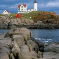 Cape Neddick Lighthouse (The Nubble) near York on the Maine coast