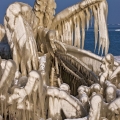 Ghostly Ice sculptures at Edgewater Park along the Lake Erie shoreline near Cleveland after a winter storm.