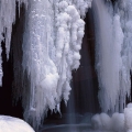 Icicles at the base of Cedar Falls in the Hocking Hills, Ohio