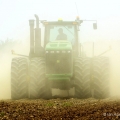 Raking a cornfield before planting corn, Auglaize County, Ohio