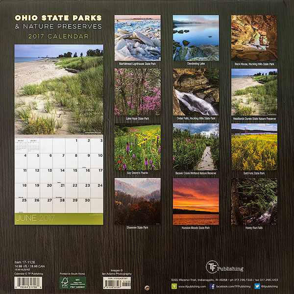Ohio State Parks - 2017 - Back Cover